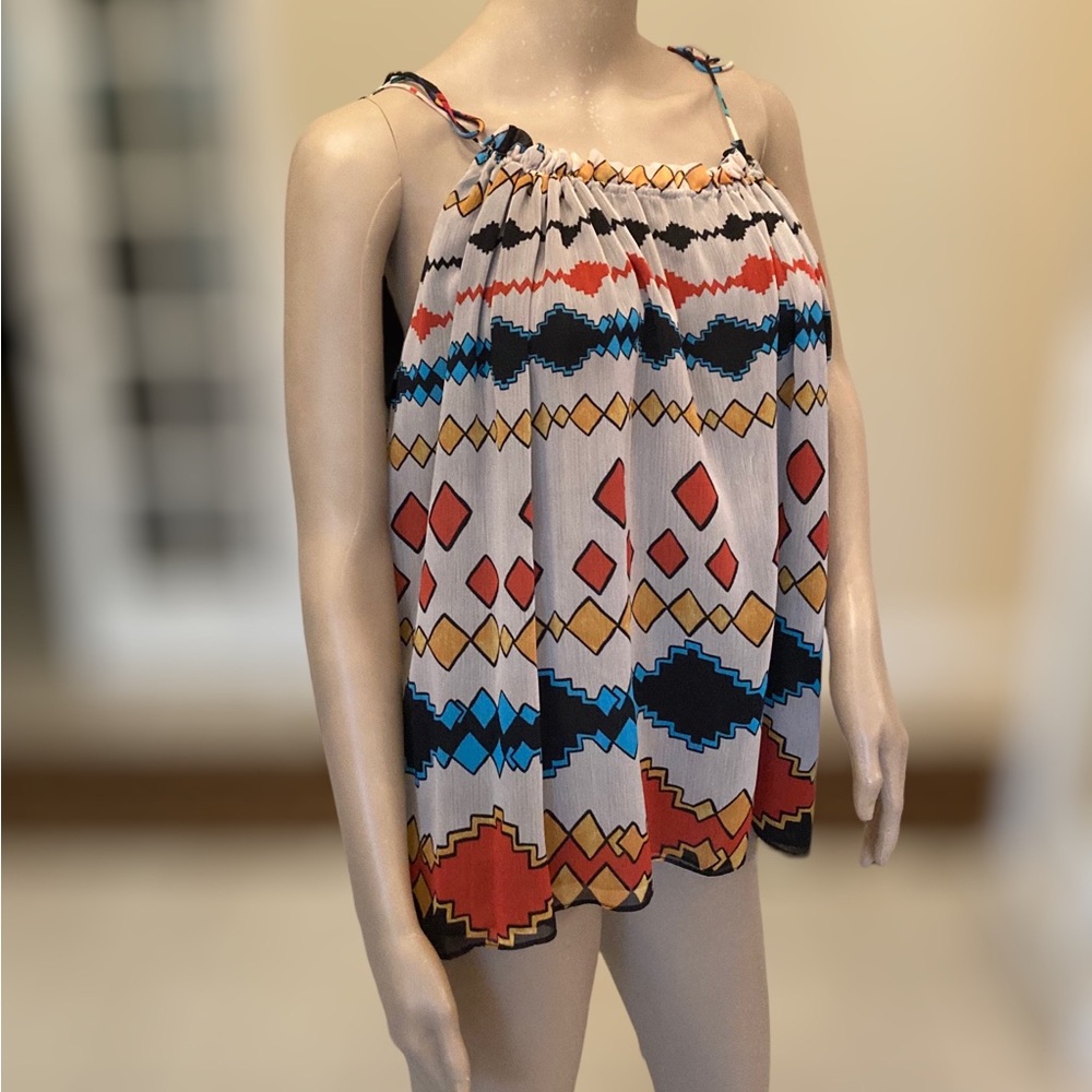 BNWT multicolor Zara tank top shoulder tie straps Women Sz M